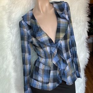 Free People -Plaid Ruffle Top